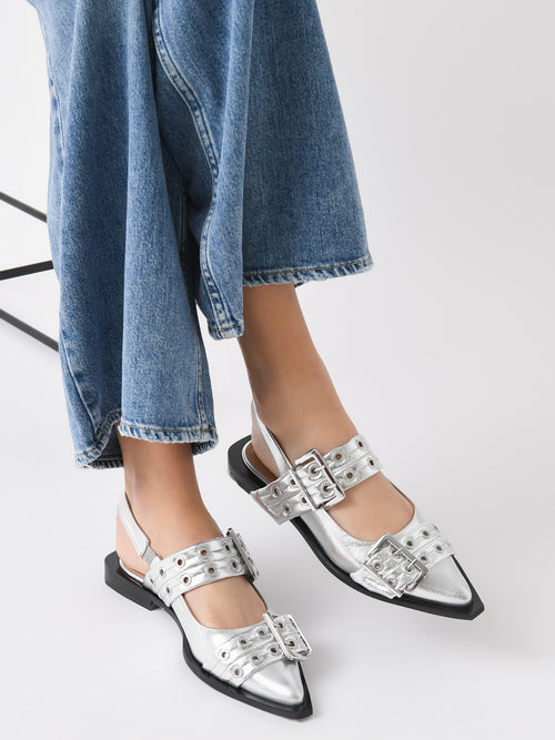 GANNI Women's Chunky Buckle Ballerina Flat