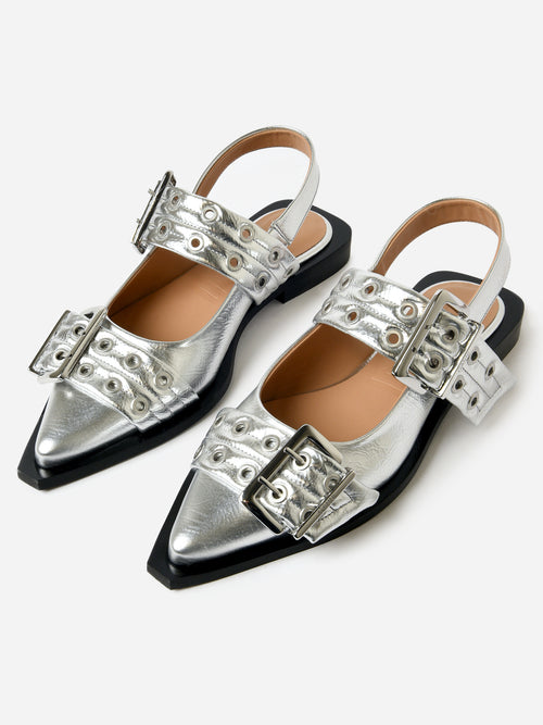 GANNI Women's Chunky Buckle Ballerina Flat