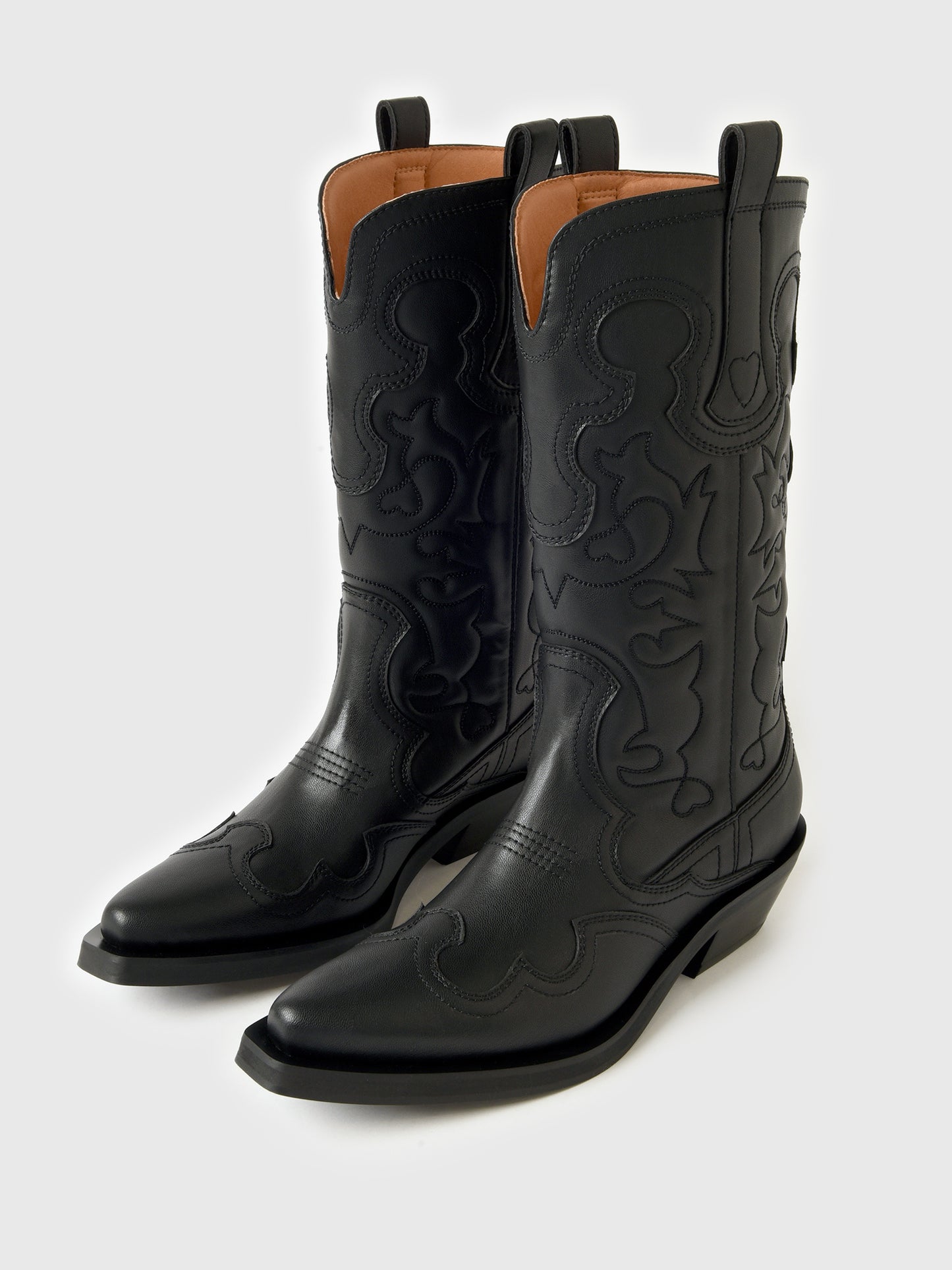 GANNI Women's Mid Shaft Embroidered Western Boot - Saint Bernard