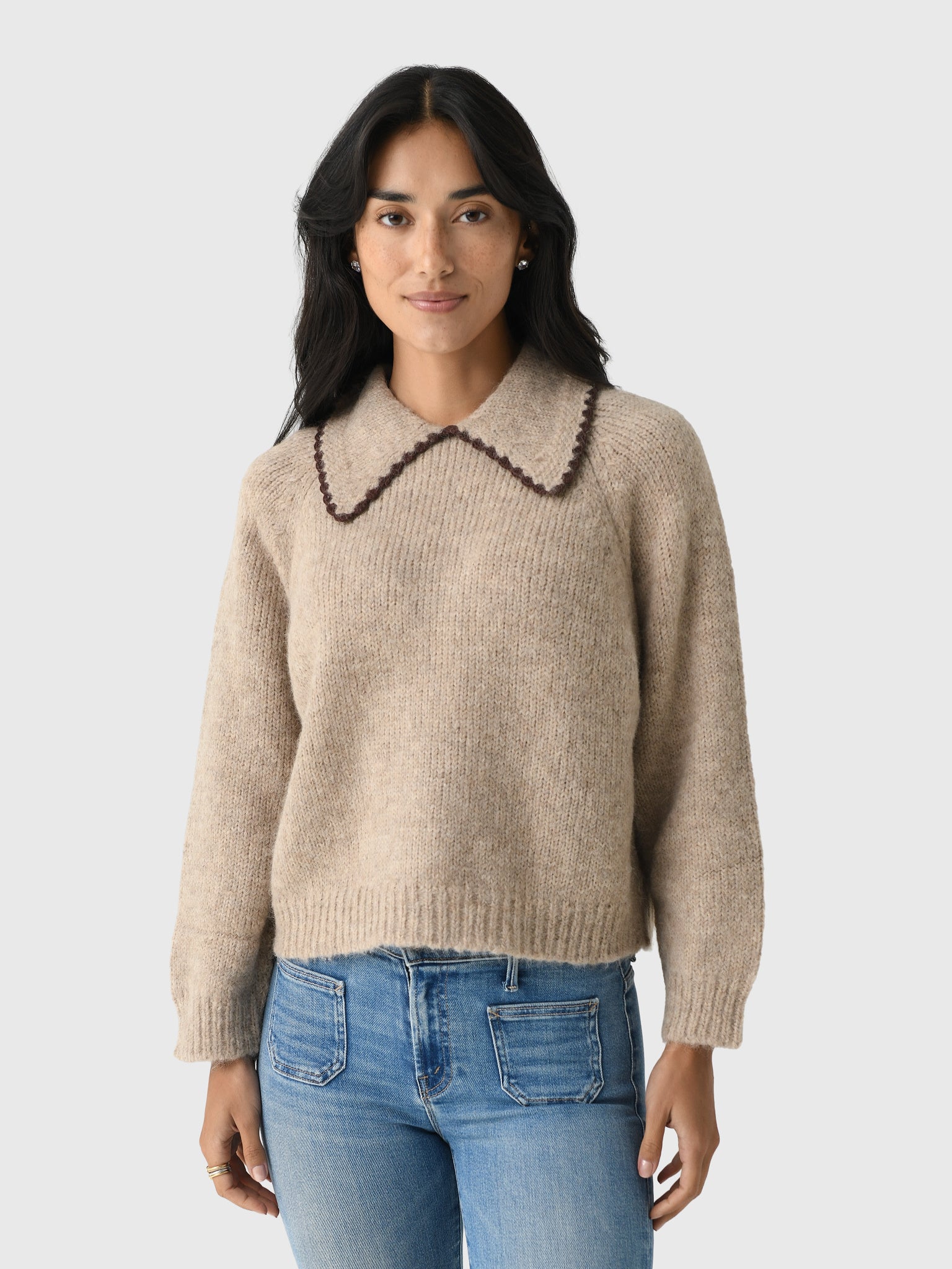 The Great Women's The Crochet Collar Pullover - Saint Bernard