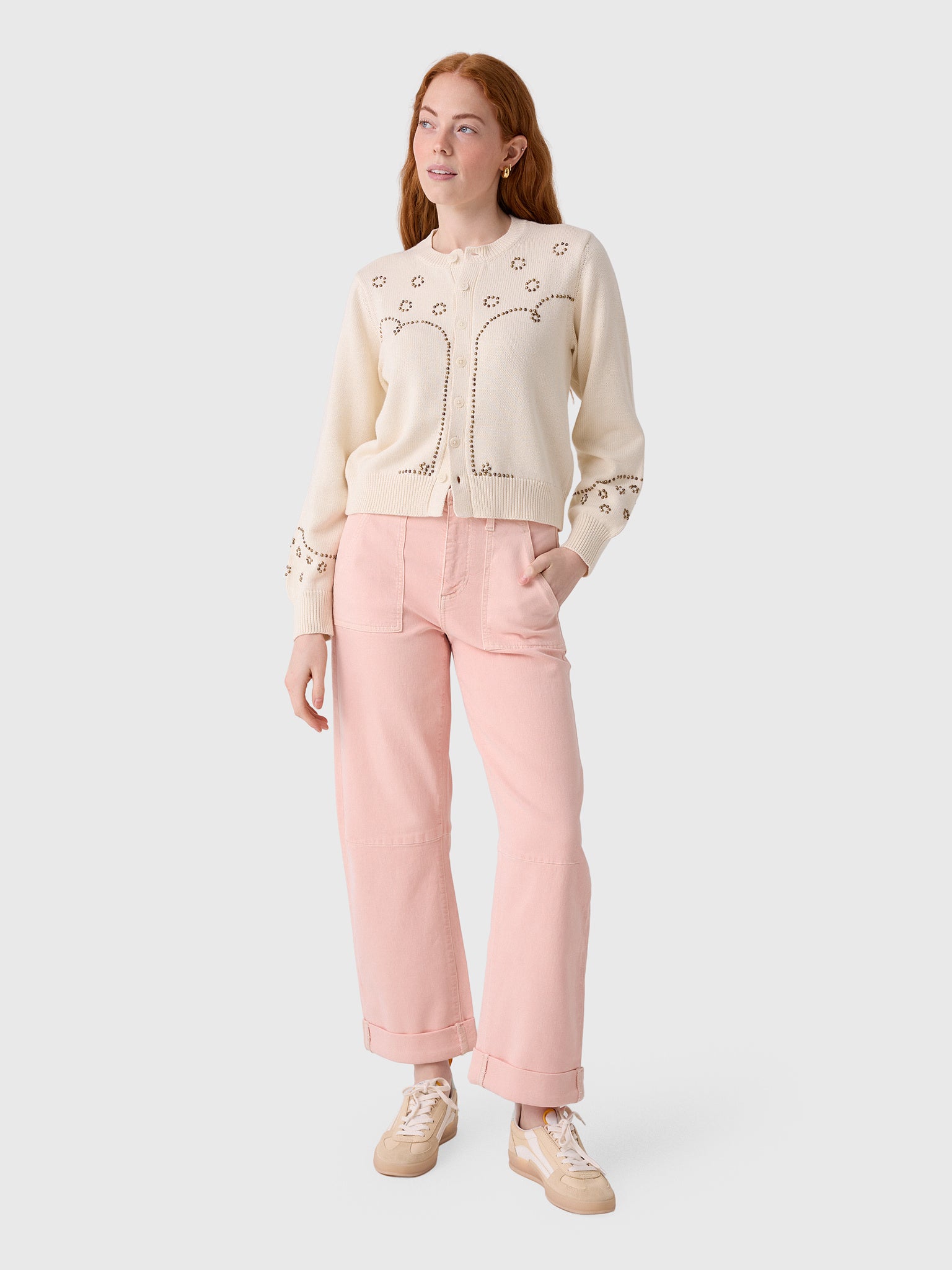 The Great Women's The Studded Cardigan - Saint Bernard