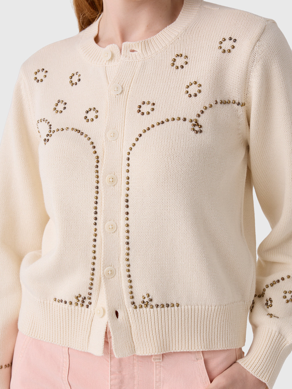 The Great Women's The Studded Cardigan - Saint Bernard
