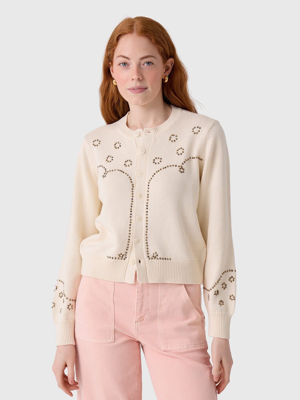 The Great Women's The Studded Cardigan - Saint Bernard