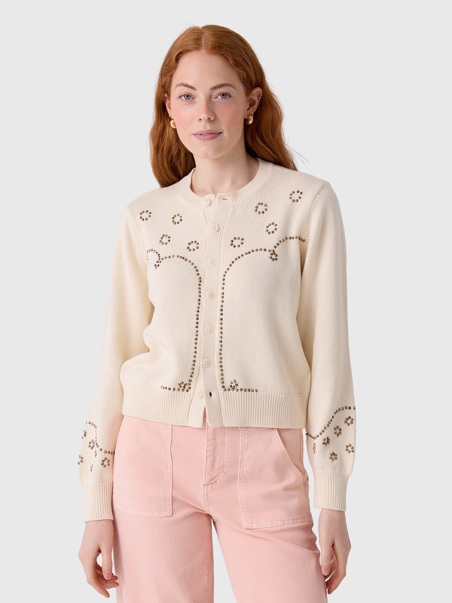 The Great Women's The Studded Cardigan - Saint Bernard