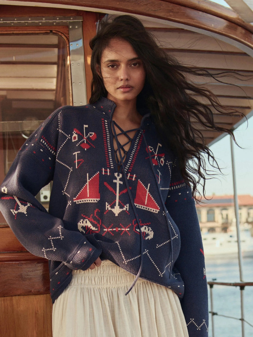The Great Women's The Fisherman Laceup Pullover - Saint Bernard