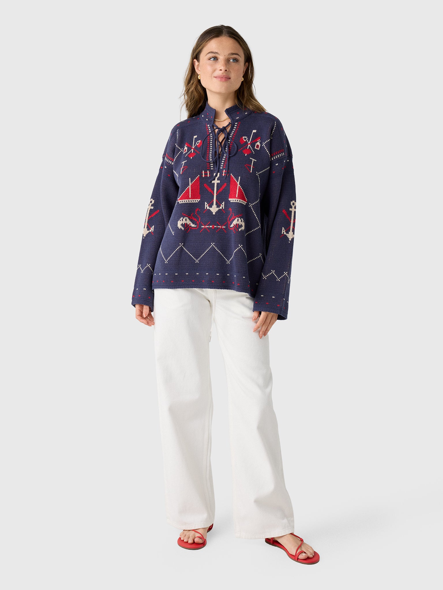 The Great Women's The Fisherman Laceup Pullover - Saint Bernard
