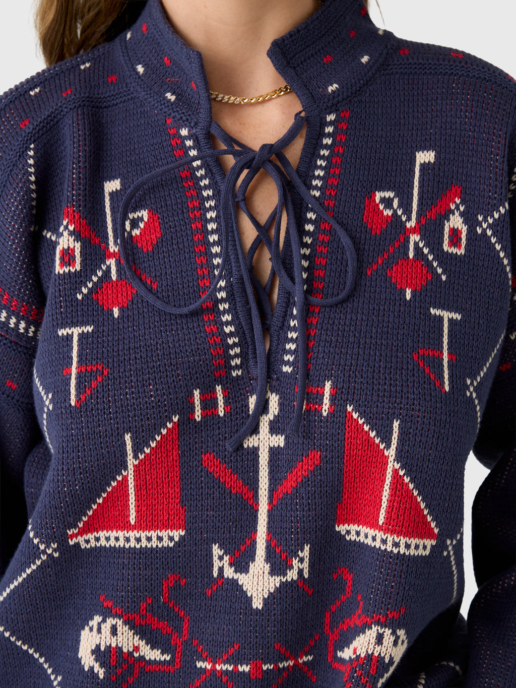 The Great Women's The Fisherman Laceup Pullover - Saint Bernard