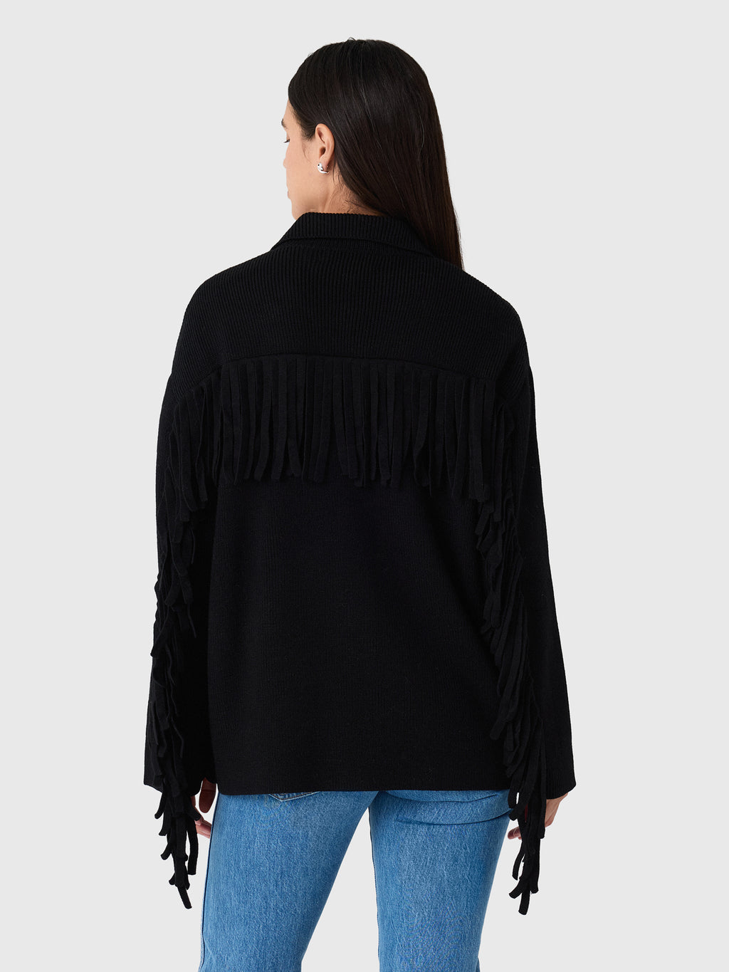 The Great Women's The Western Fringe Sweater Jacket - Saint Bernard