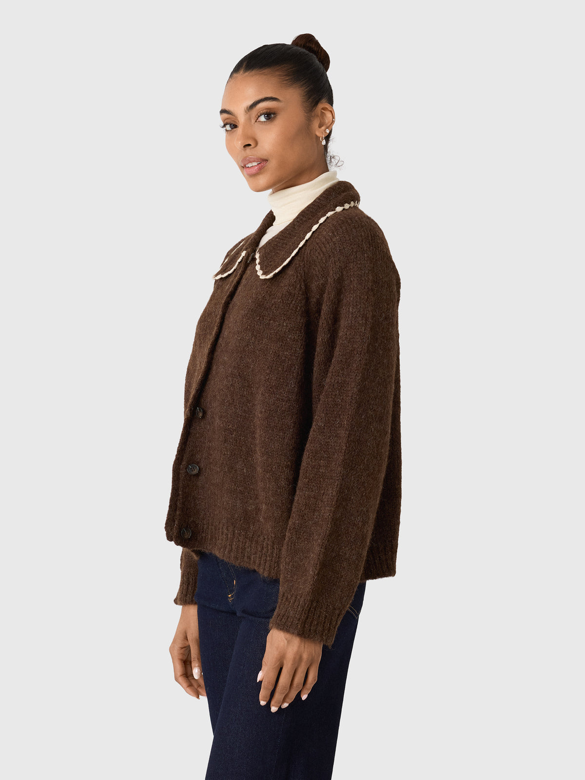The Great Women's The Crochet Collar Cardigan - Saint Bernard