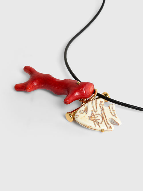 Timeless Pearly Coral Fish Cord Necklace