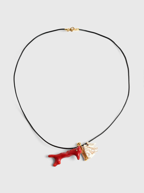 Timeless Pearly Coral Fish Cord Necklace