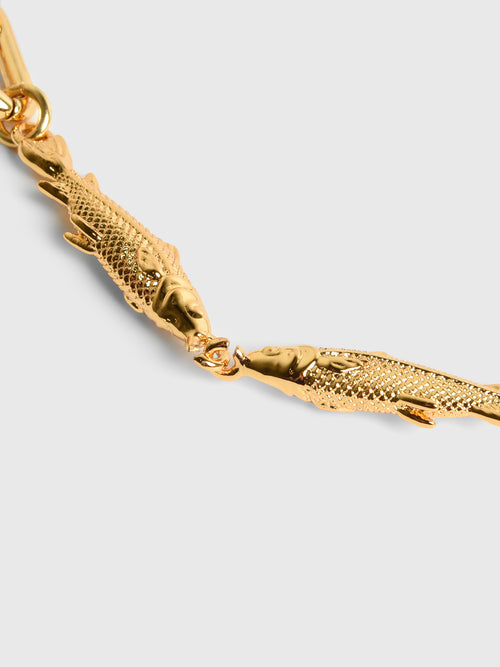 Timeless Pearly Double Fish Chain Necklace