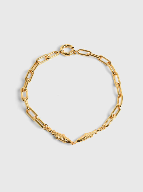 Timeless Pearly Double Fish Chain Necklace