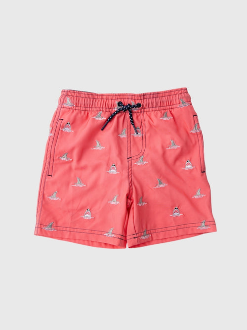 Shade Critters Boys' H2O Shark Bite Embroidered Swim Trunk