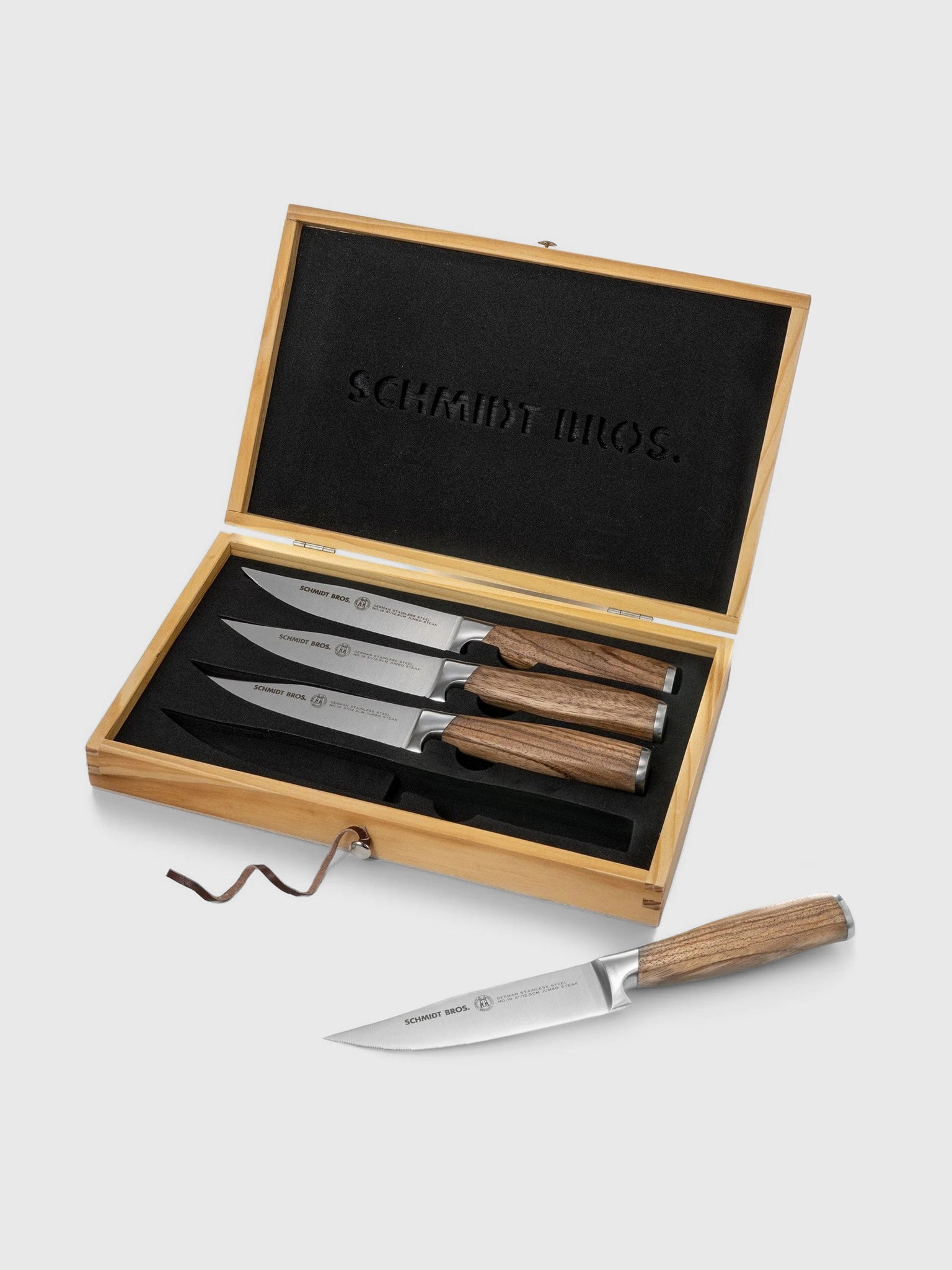 Schmidt Brothers 4-Piece Zebra Wood Jumbo Steak Knife Set - Saint Bernard