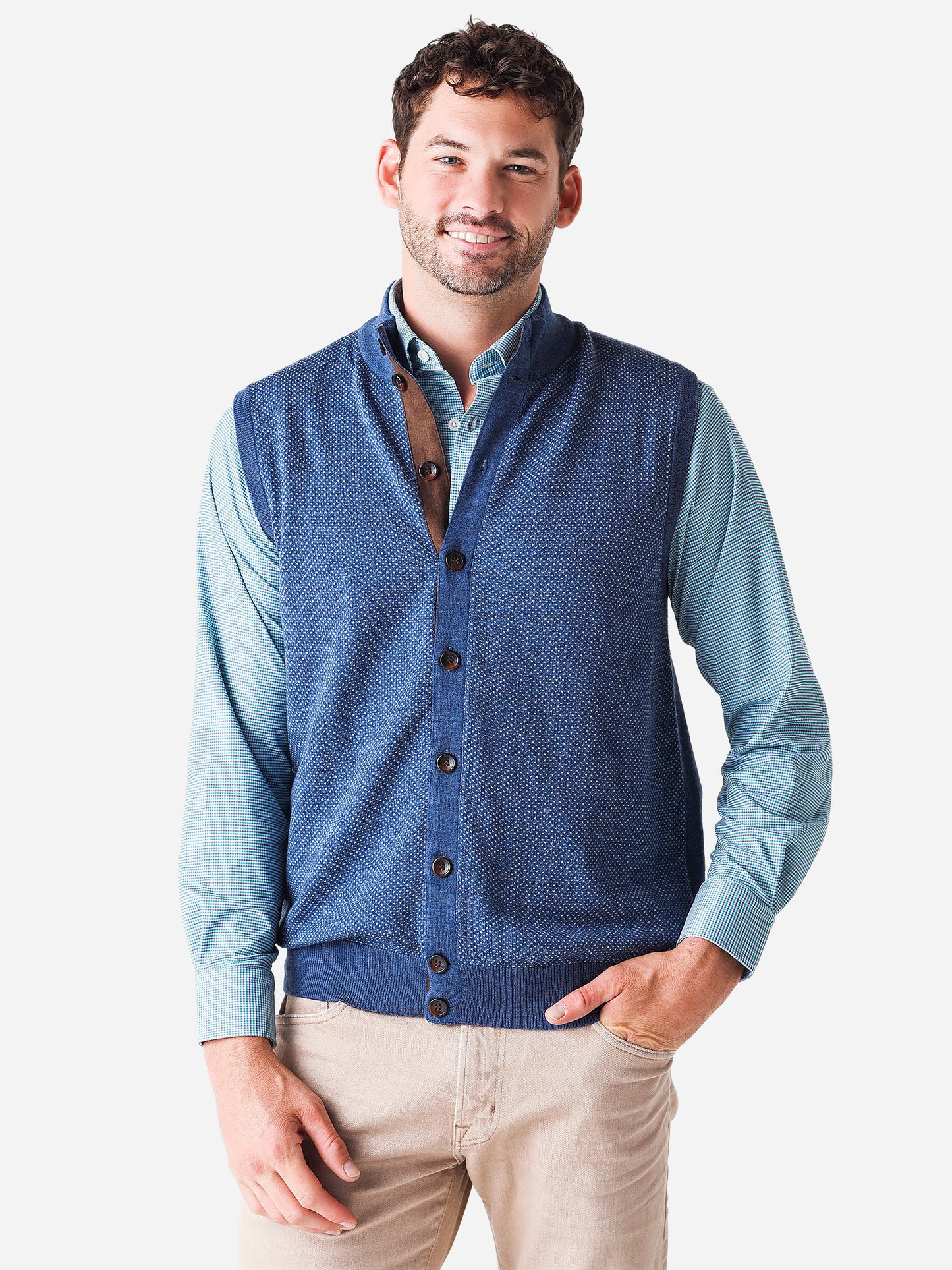 Saint Bernard Men's Spike Birdseye Cardigan Sweater Vest - Saint Bernard