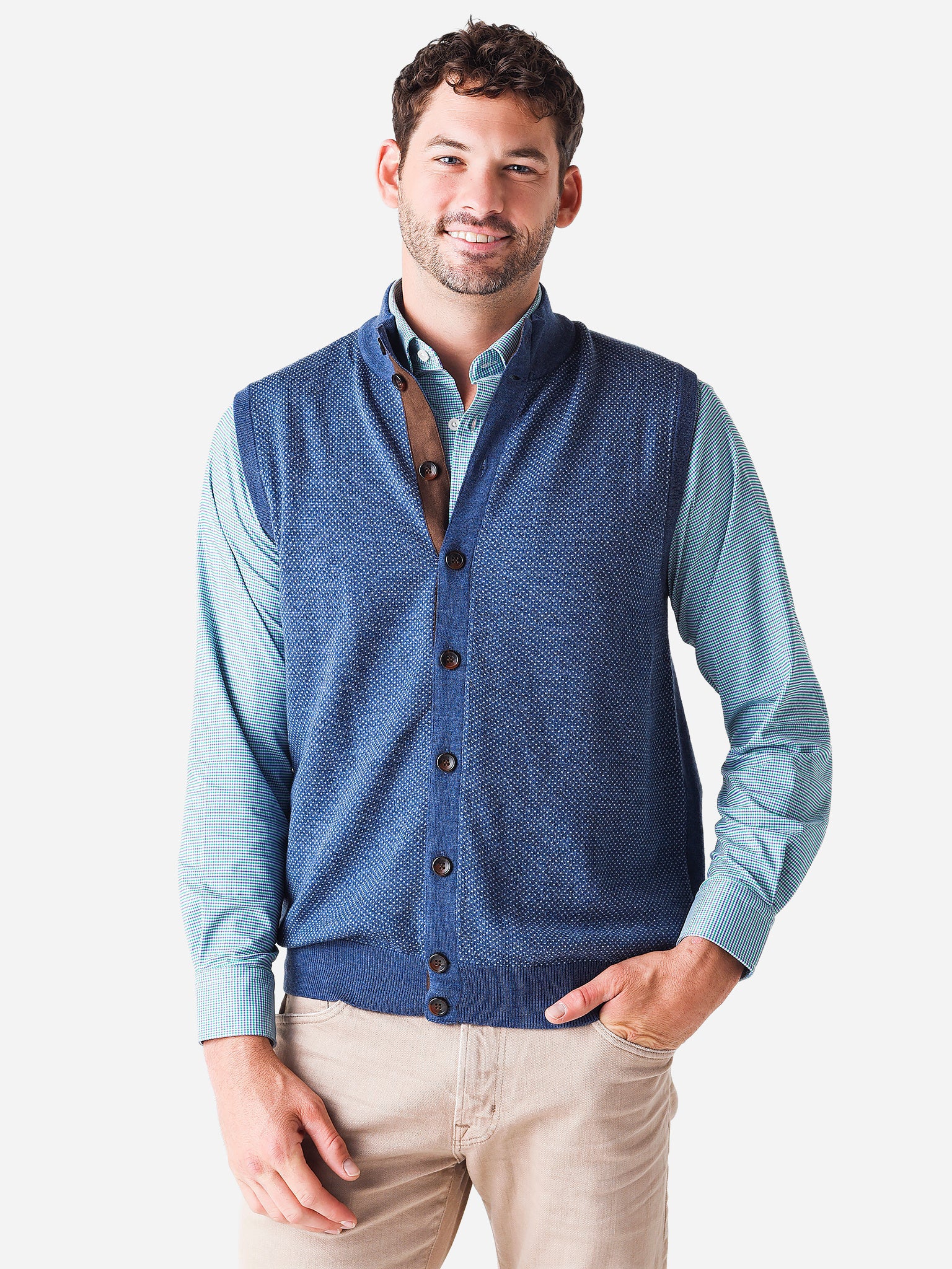 Saint Bernard Men's Spike Birdseye Cardigan Sweater Vest - Saint Bernard