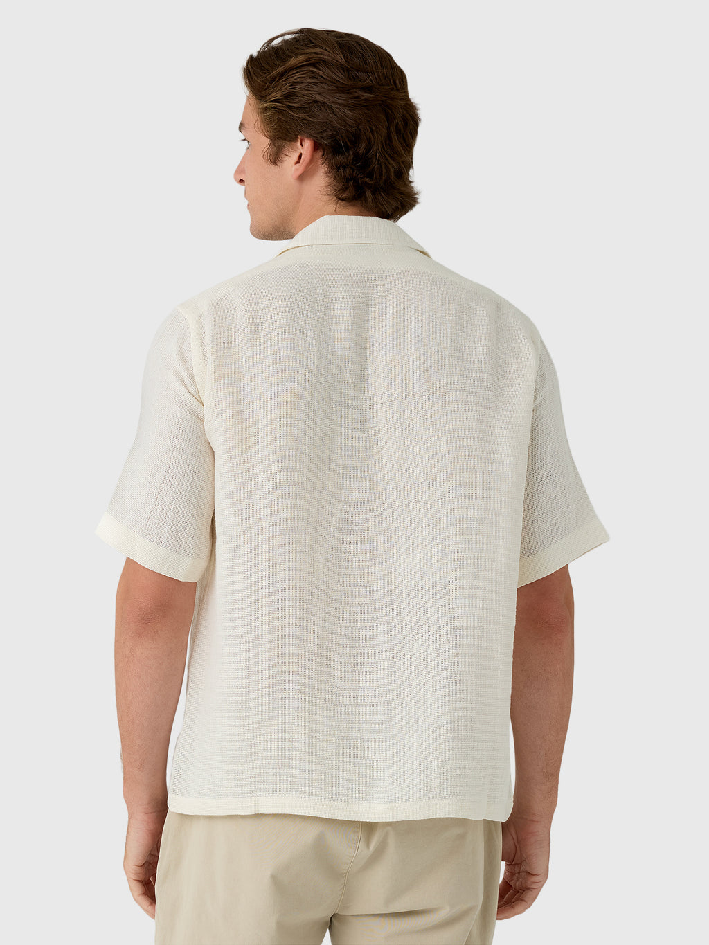 Salvatore Piccolo Men's Short Sleeve Linen-Cotton Shirt - Saint Bernard