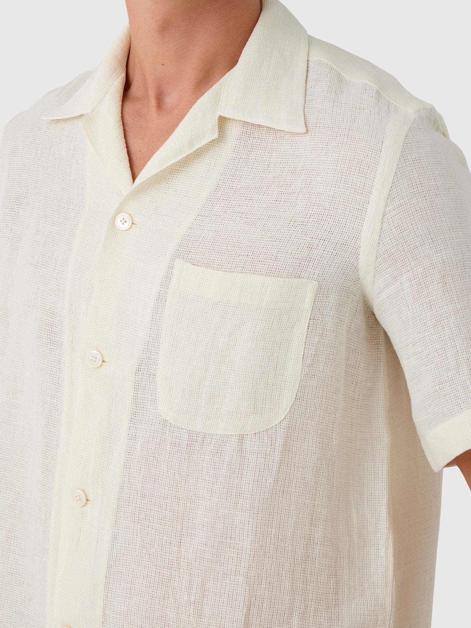 Salvatore Piccolo Men's Short Sleeve Linen-Cotton Shirt - Saint Bernard