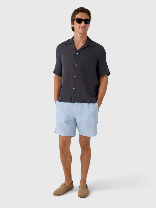 Salvatore Piccolo Men's Short Sleeve Linen-Cotton Shirt