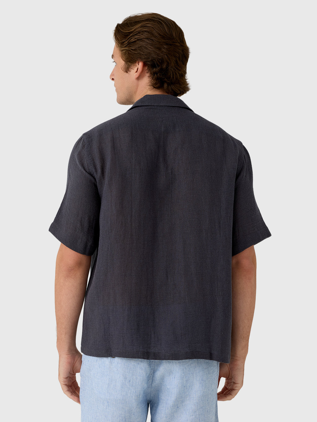 Salvatore Piccolo Men's Short Sleeve Linen-Cotton Shirt - Saint Bernard