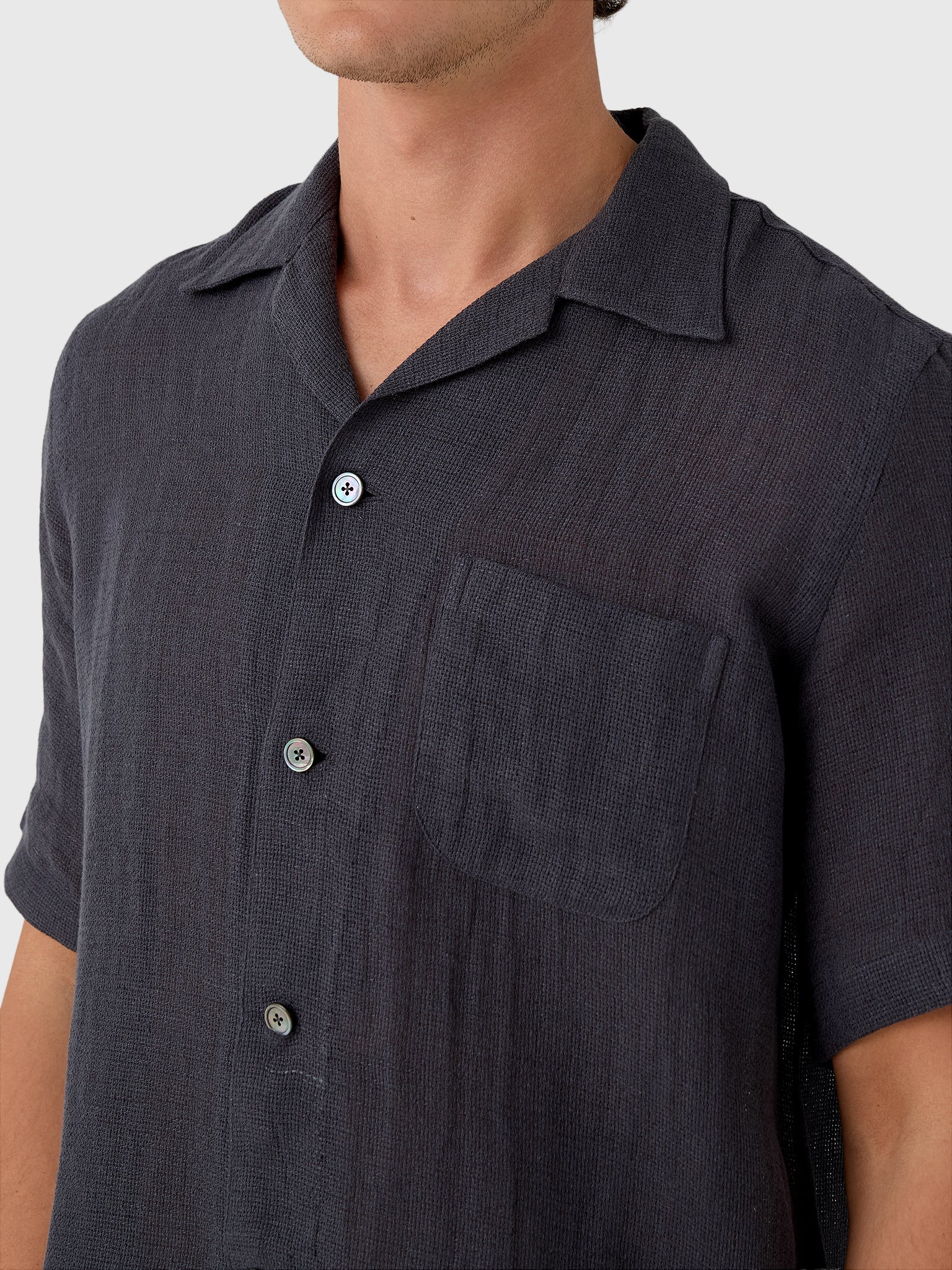 Salvatore Piccolo Men's Short Sleeve Linen-Cotton Shirt - Saint Bernard