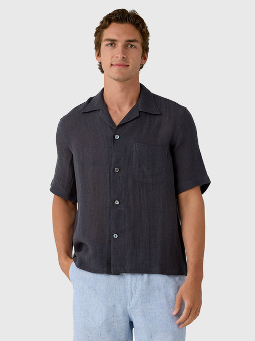Salvatore Piccolo Men's Short Sleeve Linen-Cotton Shirt