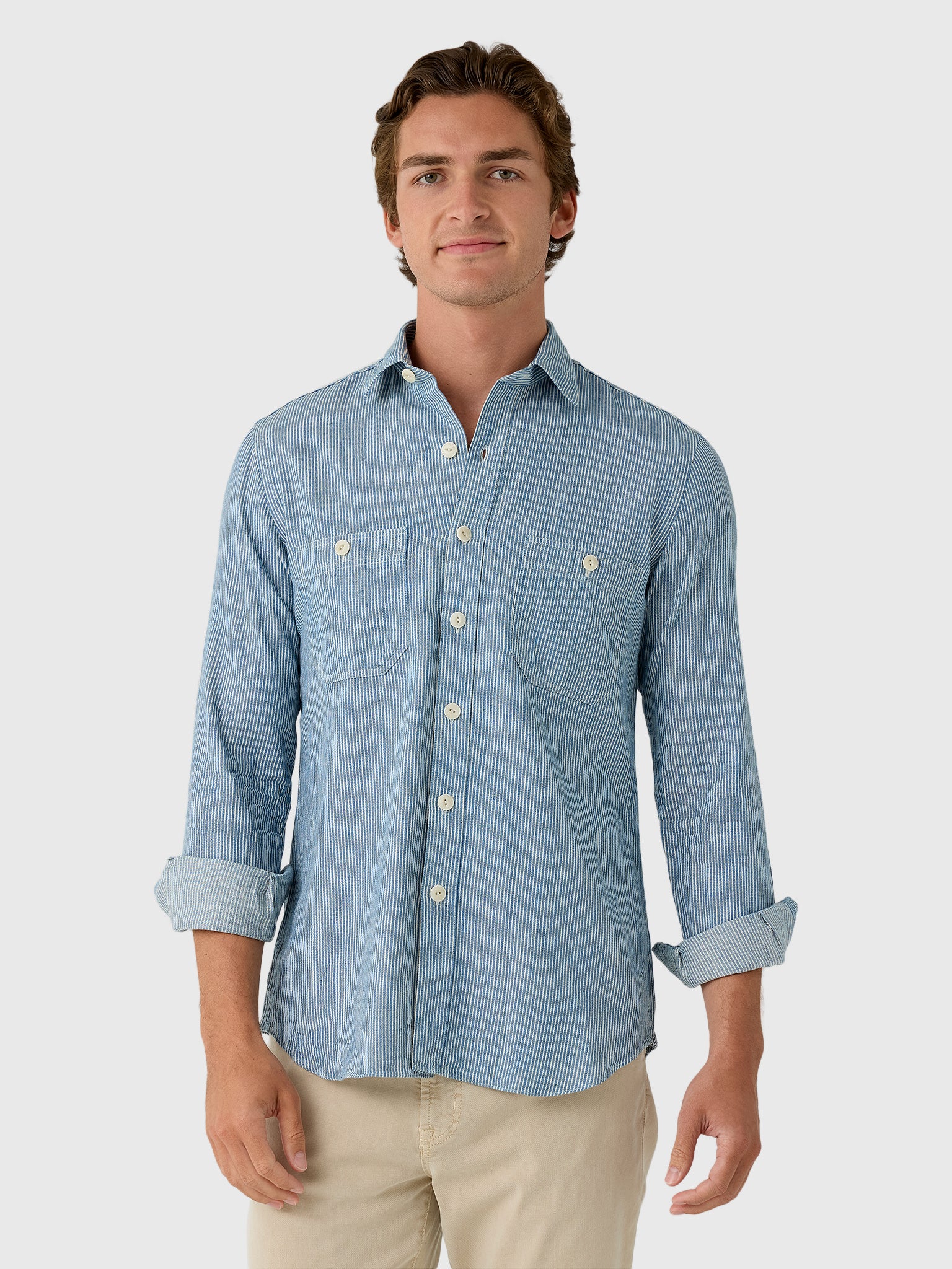 Salvatore Piccolo Men's Long Sleeve Cotton Shirt - Saint Bernard