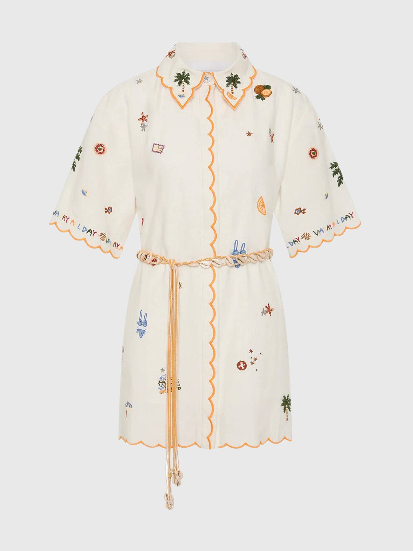 Antipodean Women's Vacay All Day Scallop Edge Shirtdress - Saint Bernard