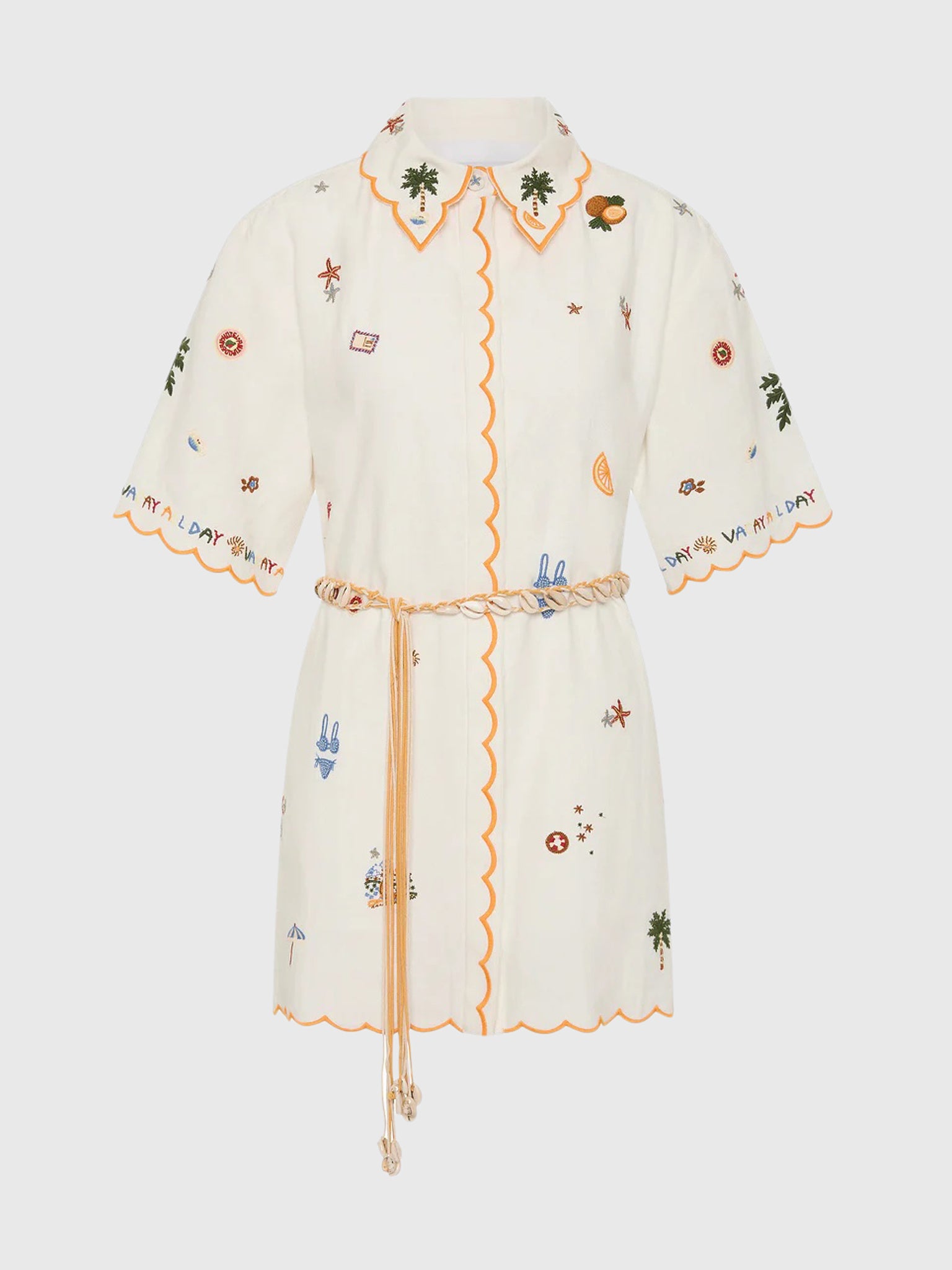 Antipodean Women's Vacay All Day Scallop Edge Shirtdress - Saint Bernard