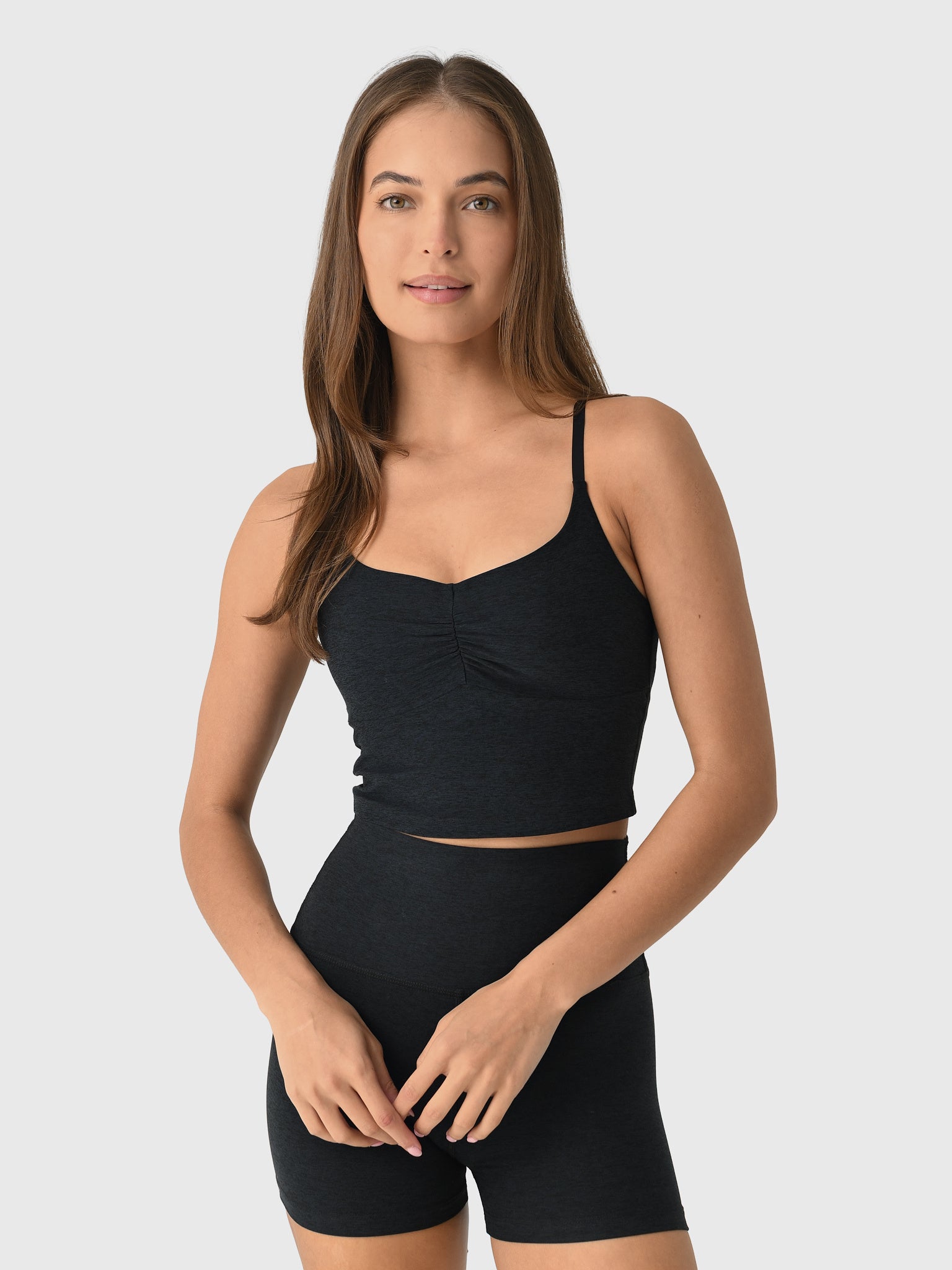 Beyond Yoga Women's Spacedye Raise The Barre Shirred Cropped Tank - Saint Bernard