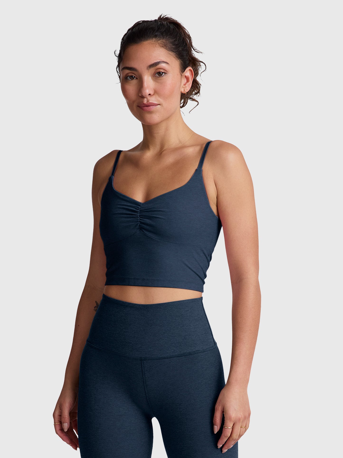 Beyond Yoga Women's Spacedye Raise The Barre Shirred Cropped Tank - Saint Bernard
