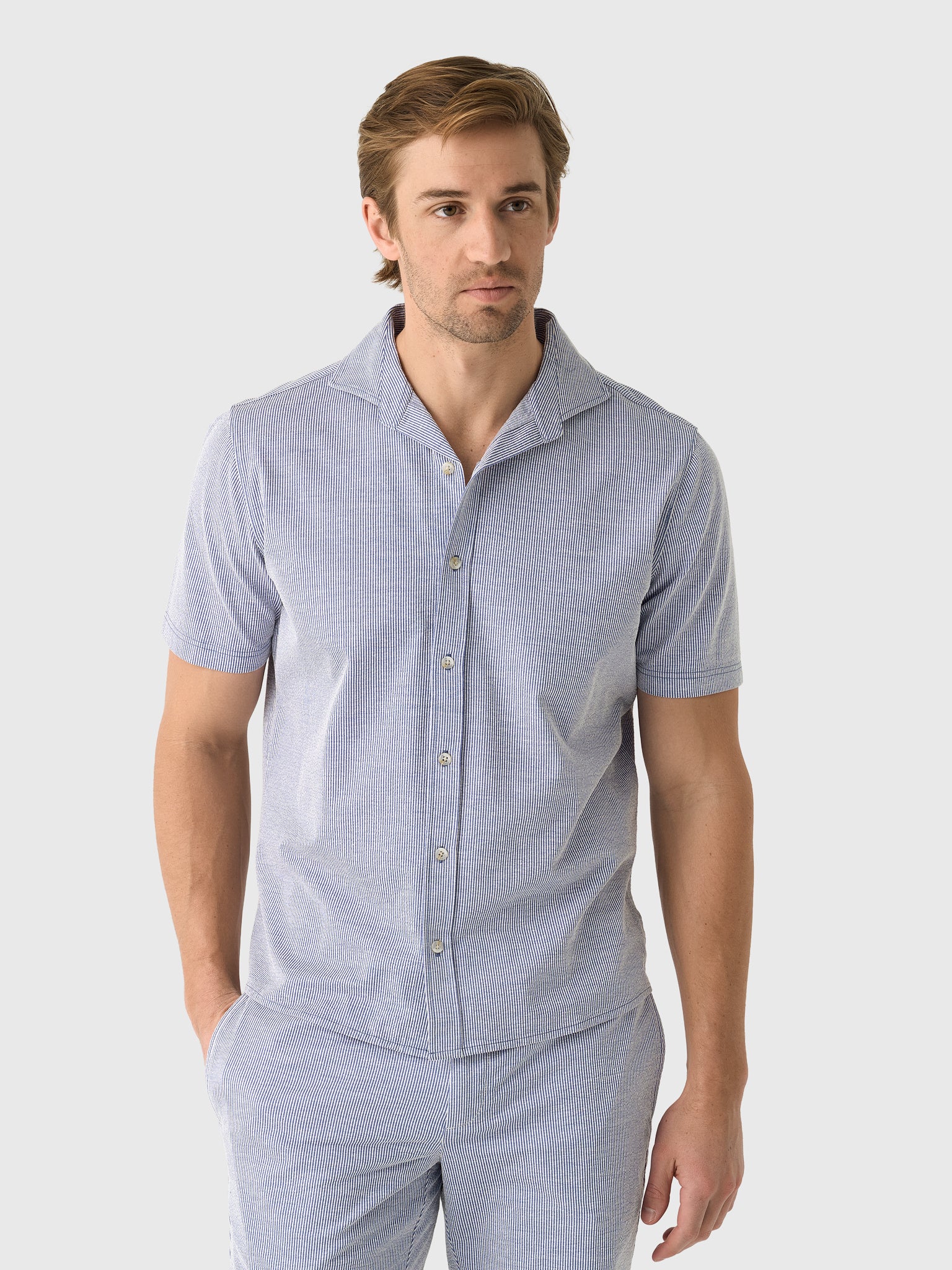 Rye51 Men's The Sebastian Stretch Seersucker Shirt - Saint Bernard