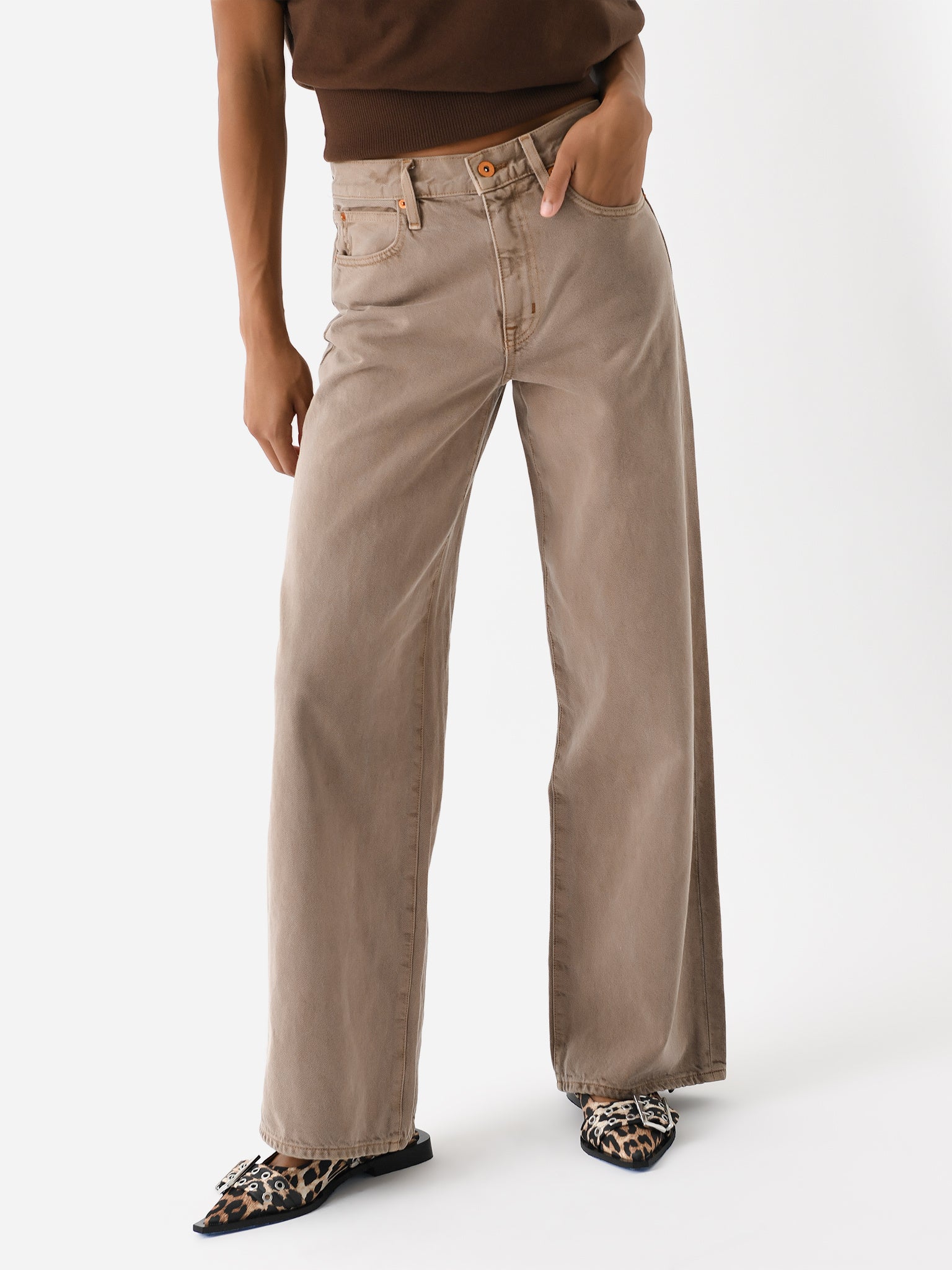 SLVRLAKE Women's Selena Wide Leg Jean - Saint Bernard