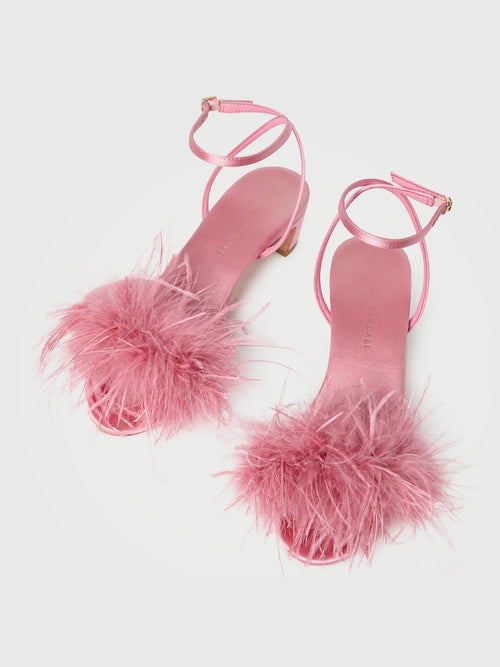 Loeffler Randall Women's Senna Satin Feather Heel Sandal