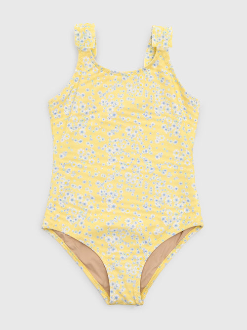 Shade Critters Girls' One Shoulder Ribbed One-Piece Swimsuit