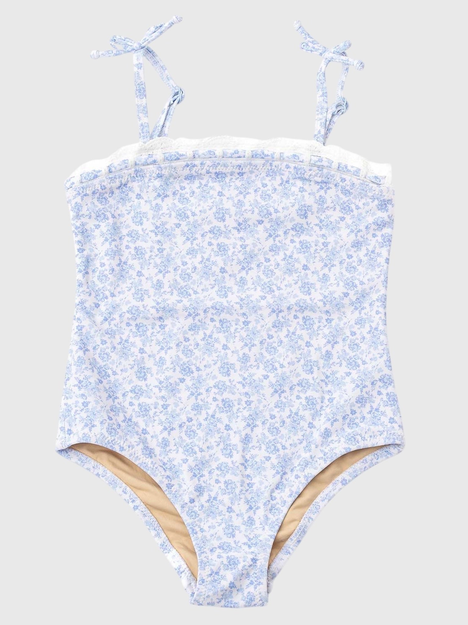 Shade Critters Girls' Coastal Garden Crochet Trim One-Piece Swimsuit - Saint Bernard