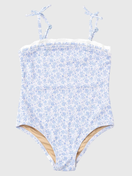 Shade Critters Girls' Coastal Garden Crochet Trim One-Piece Swimsuit