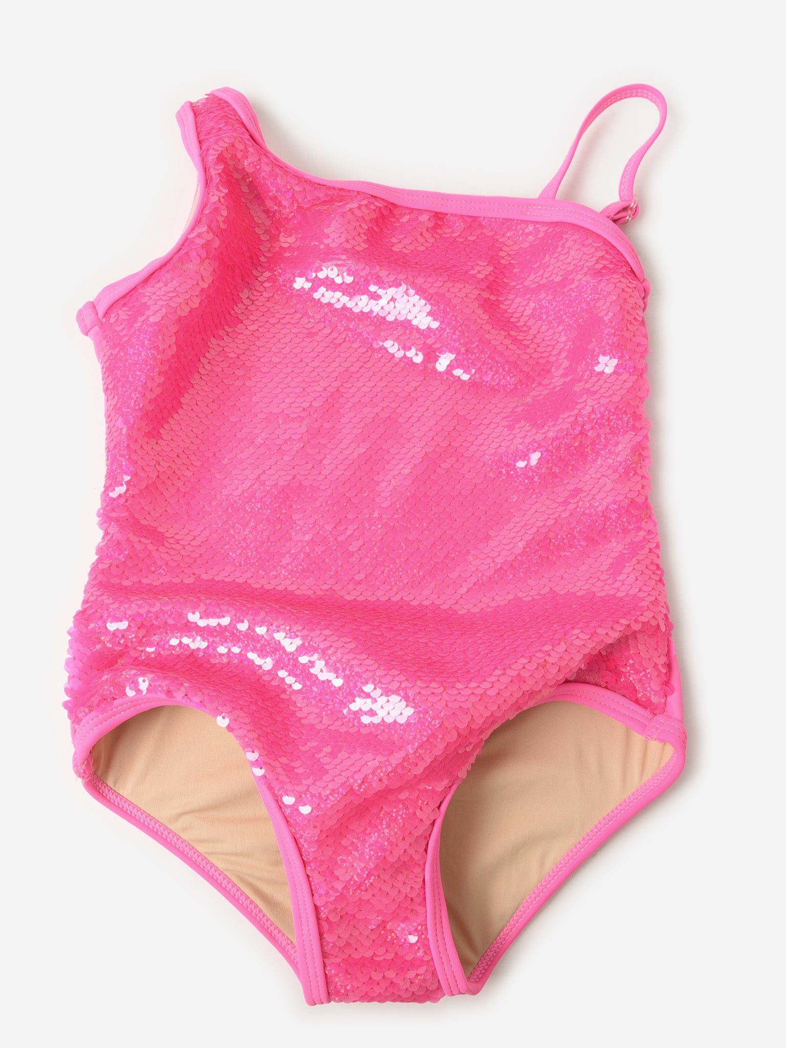 Shade Critters Girls' Sequin One Shoulder One-Piece Swimsuit - Saint Bernard