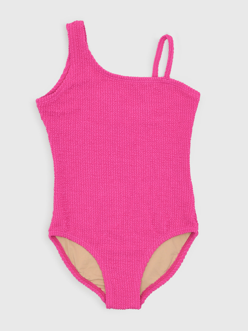 Shade Critters Girls' One Shoulder Crinkle One-Piece Swimsuit - Saint Bernard