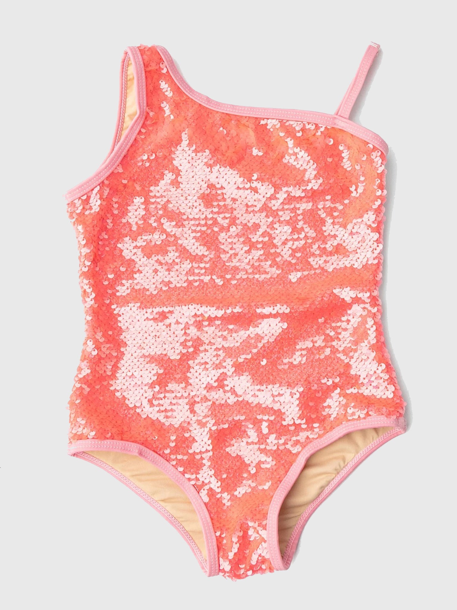 Shade Critters Girls' One Shoulder Sequin One-Piece Swimsuit - Saint Bernard