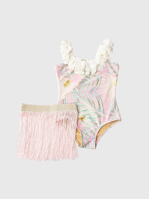 Shade Critters Girls' Hula One-Piece Swimsuit & Skirt Set