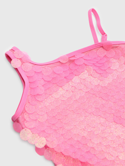 Shade Critters Girls' One Shoulder Paillette One-Piece Swimsuit