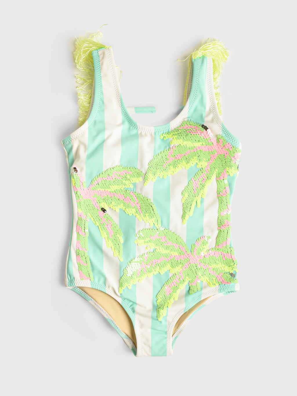 Shade Critters Girls' Sequin Fringe Back One-Piece Swimsuit - Saint Bernard