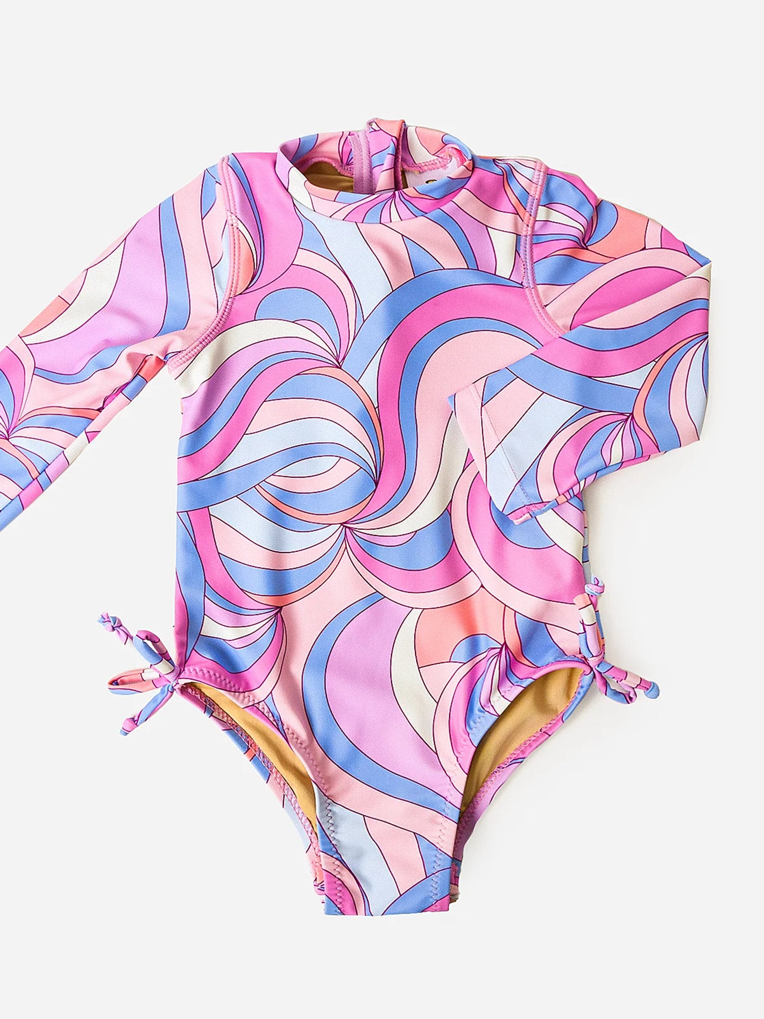 Shade Critters Girls' Candy Swirl Long Sleeve One-Piece Swimsuit - Saint Bernard