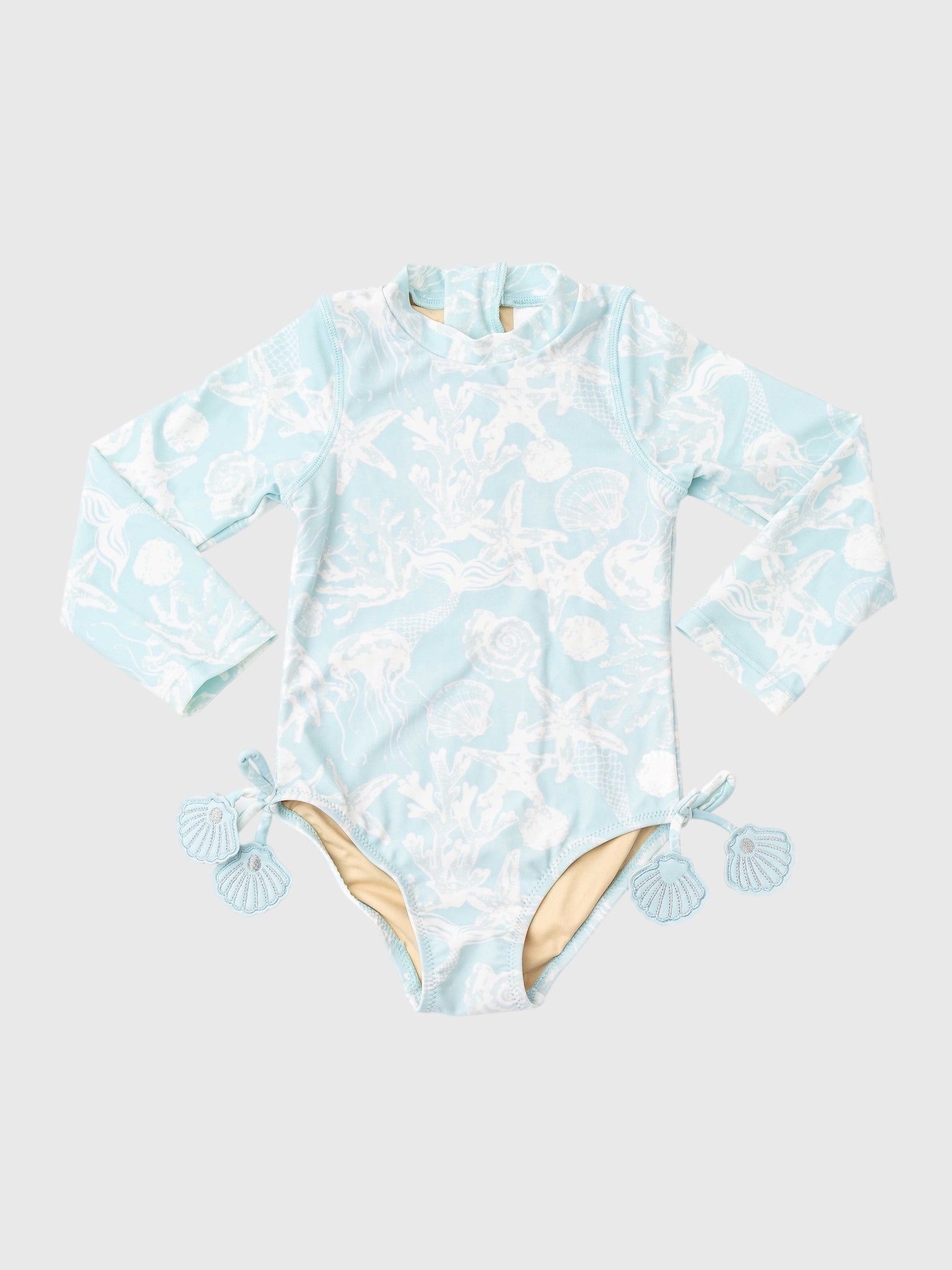 Shade Critters Girls' Snorkel Splash Long Sleeve One-Piece Swimsuit - Saint Bernard