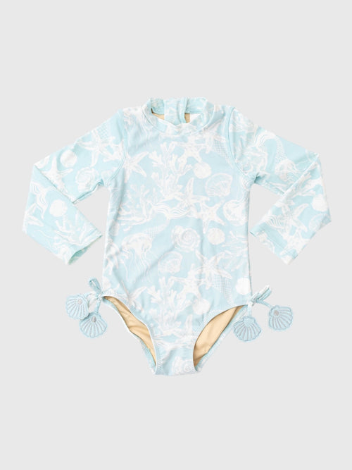 Shade Critters Girls' Snorkel Splash Long Sleeve One-Piece Swimsuit