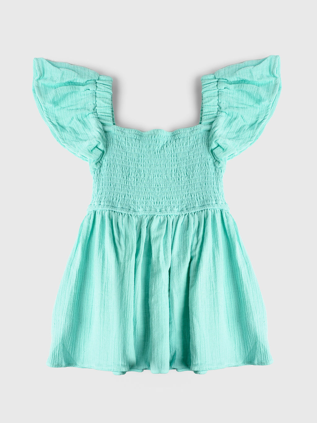 Shade Critters Girls' Gauze Smocked Flutter Sleeve Dress - Saint Bernard