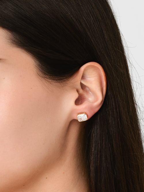 Shashi Emerald Baguette Stud Earrings