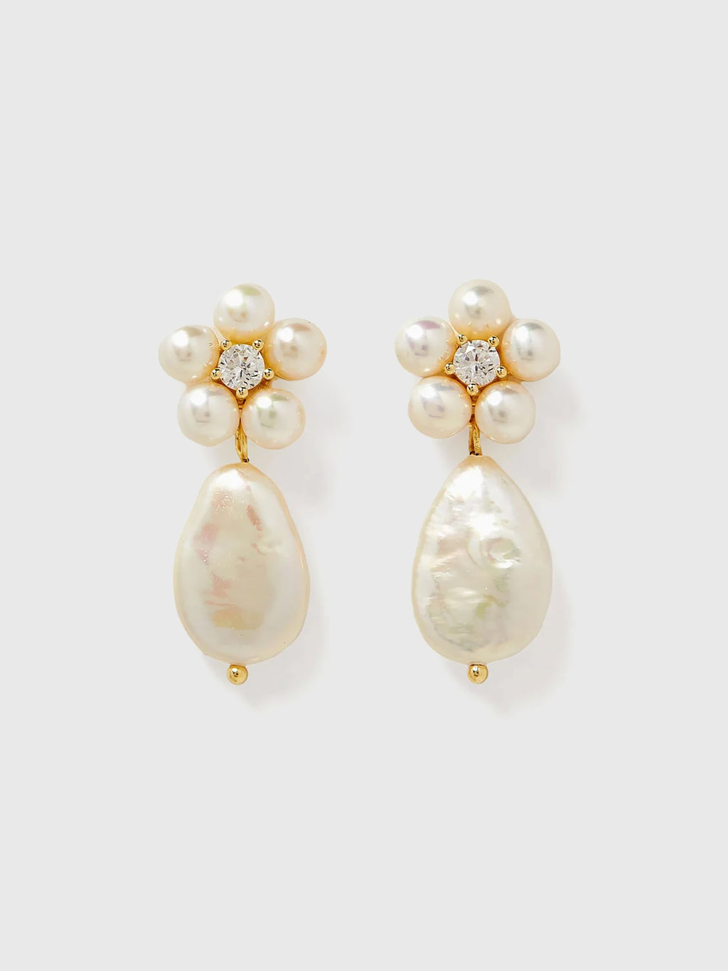 Shashi Flower Pearl Drop Earrings - Saint Bernard